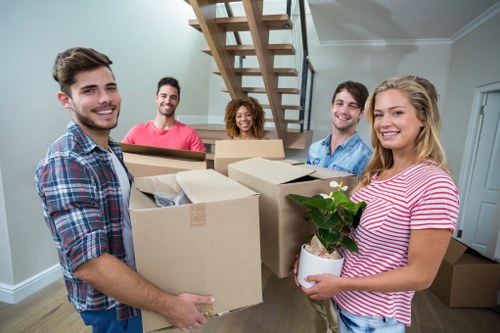 Business relocation setup with labelled items ready for delivery in Elephant And Castle