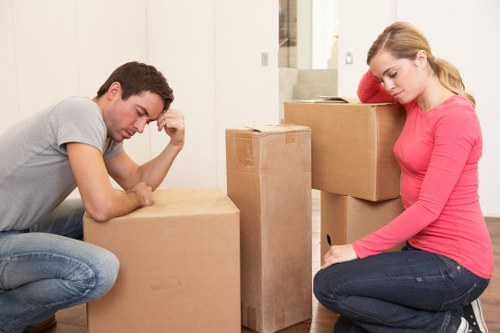 Furniture being moved from a flat with local access challenges