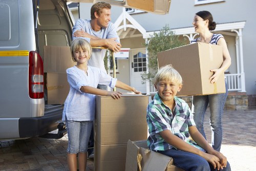 Packed household items ready for transport in Elephant and Castle
